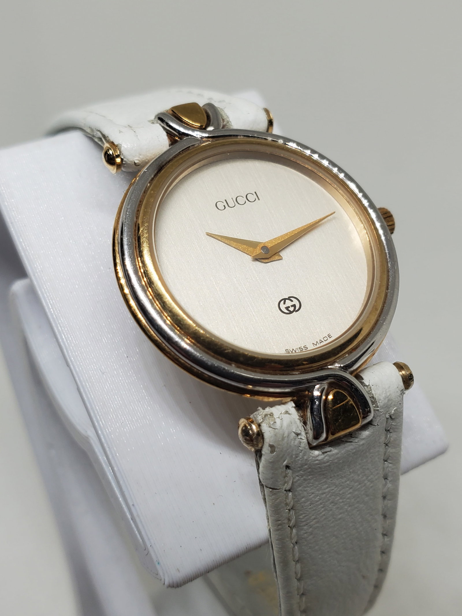 Gucci 4500L Gold Plated Dual Tone Silver Dial Swiss Quartz Watch, 1995, Working (1 of 12)