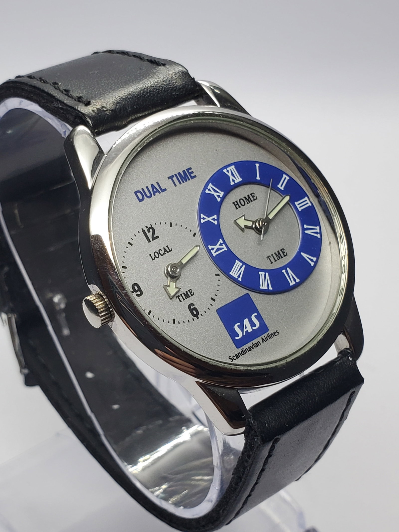SAS Scandinavian Airlines Dual Time Quartz Watch, Airline Collector, 38mm, 1990s, Working (1 of 11)