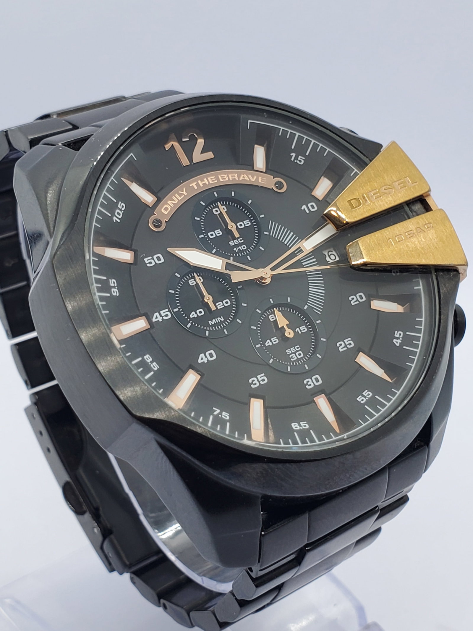 Diesel DZ4309 Oversized Chronograph Black Rose Gold 53mm Men Watch, 2014 to 2017, Working (1 of 15)