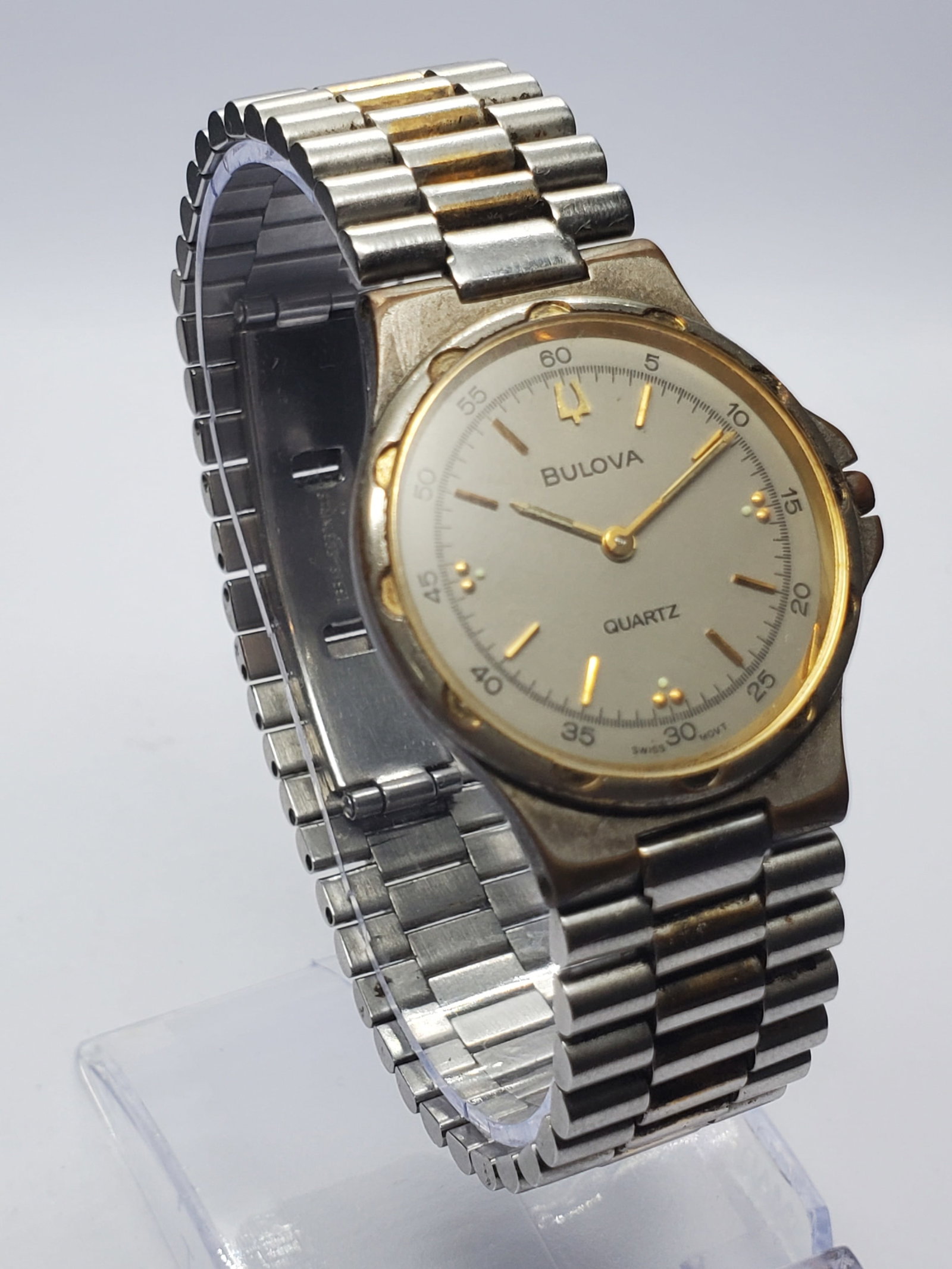 Bulova Quartz Dress Watch Gray Dial, 29mm, 1990s, Working (1 of 12)