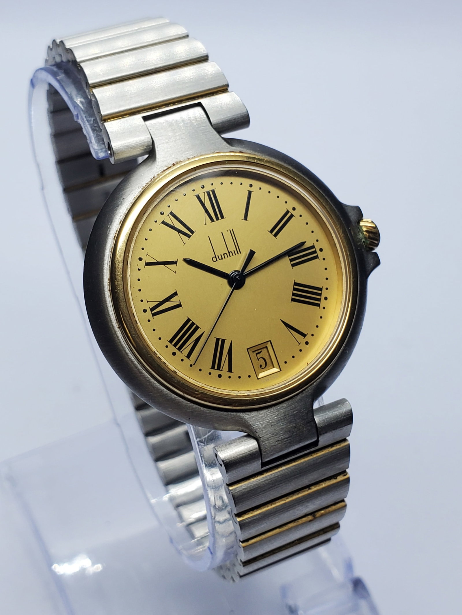 Dunhill Classic Swiss Quartz Roman Dial Two Tone Dress Watch, 31mm, 1980s to 1990s, Working (1 of 11)