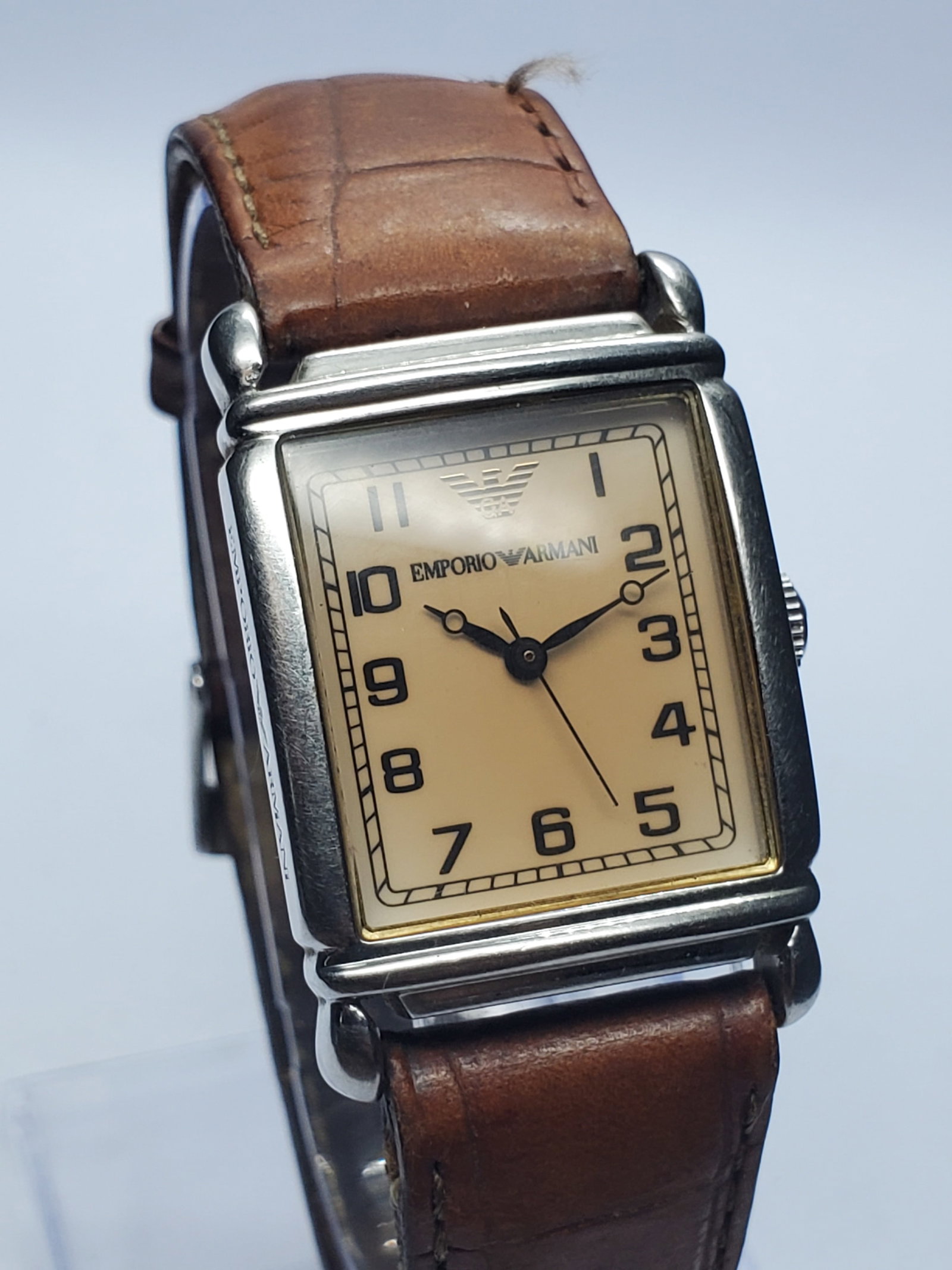 Emporio Armani Tank Case Champagne Dial Watch, 24x29mm, 2000s, Working (1 of 14)