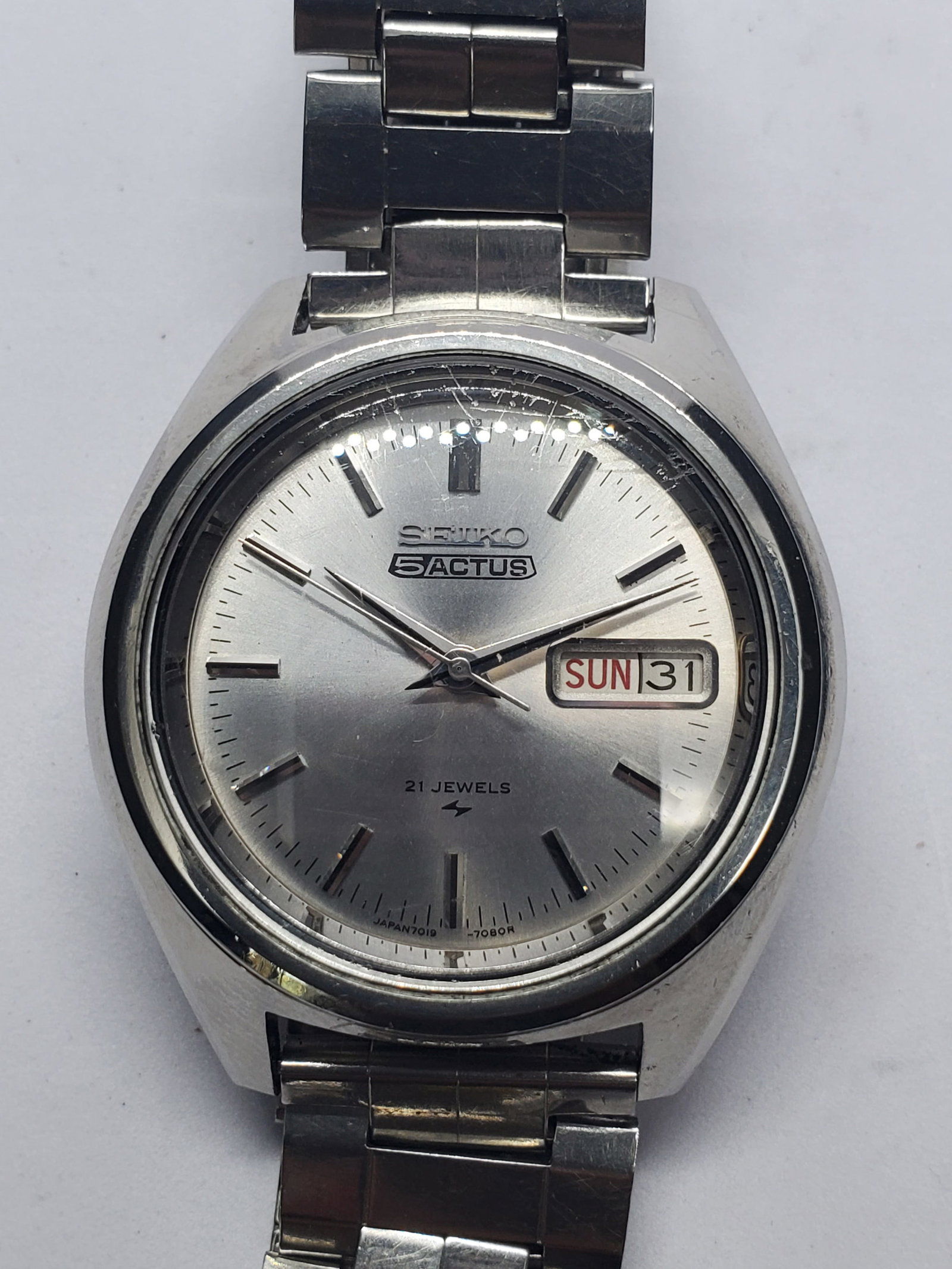 Seiko 5 Actus 7019-7060 Automatic 21 Jewels Silver Dial, 38mm, 1973, Working (1 of 13)