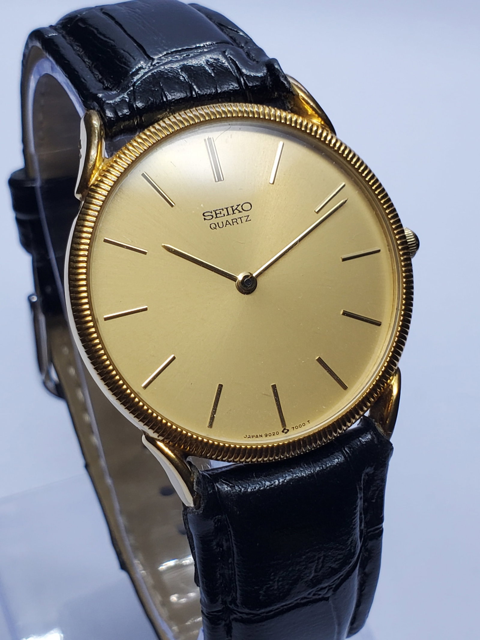 Seiko Gold Plated Fluted Bezel Quartz Dress Watch, 31mm, 1984, Working (1 of 12)
