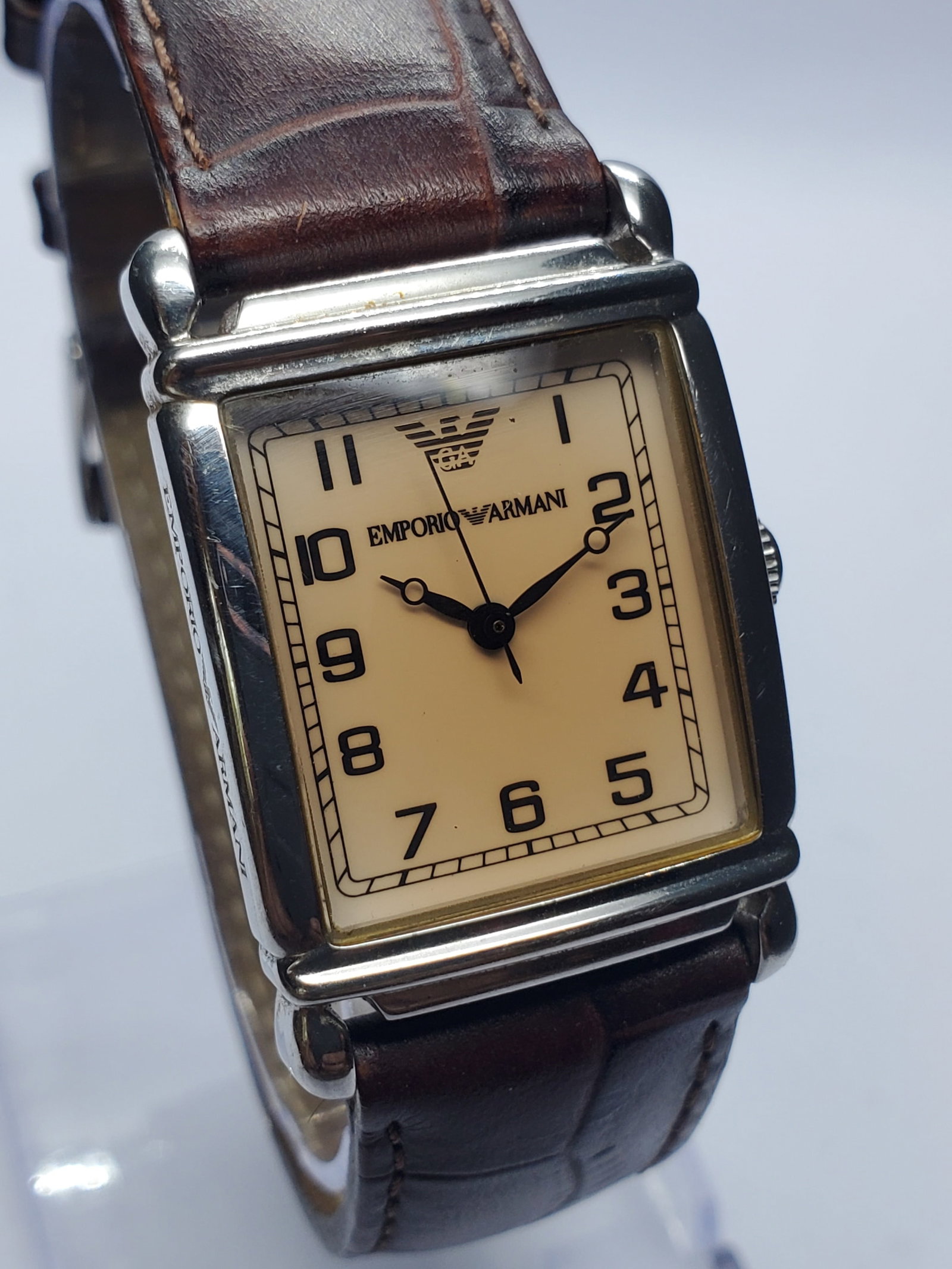 Emporio Armani Tank Case Champagne Dial Watch, 24x29mm, 2000s, Working (1 of 14)