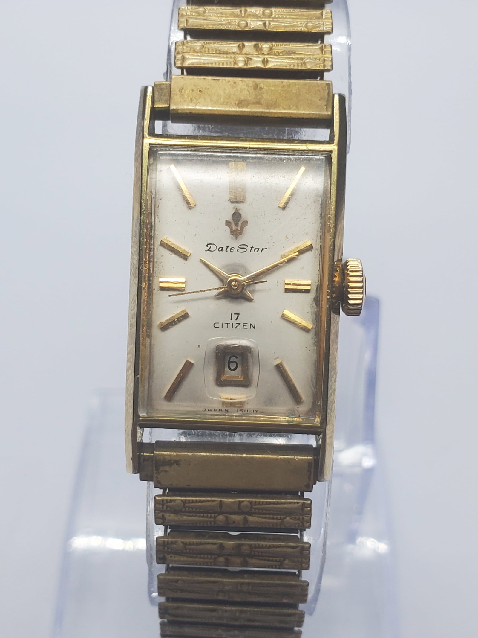 Vintage Citizen Date Star Manual Gold Plated Tank Watch, 17x24mm, 1966, Running (1 of 14)