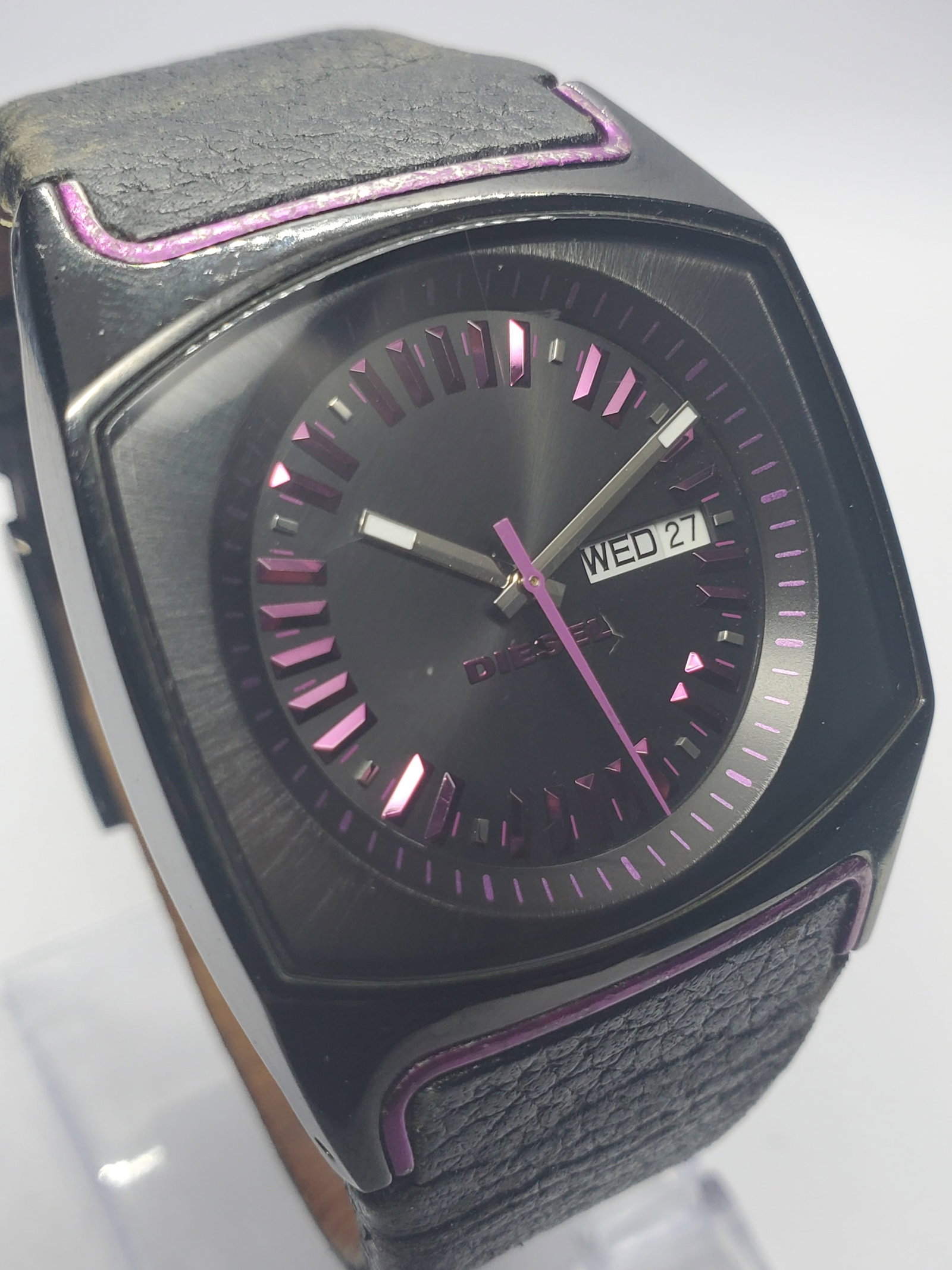 Diesel Only The Brave Black-Purple Designer Watch, 37x37mm, 2010s, Running (1 of 13)
