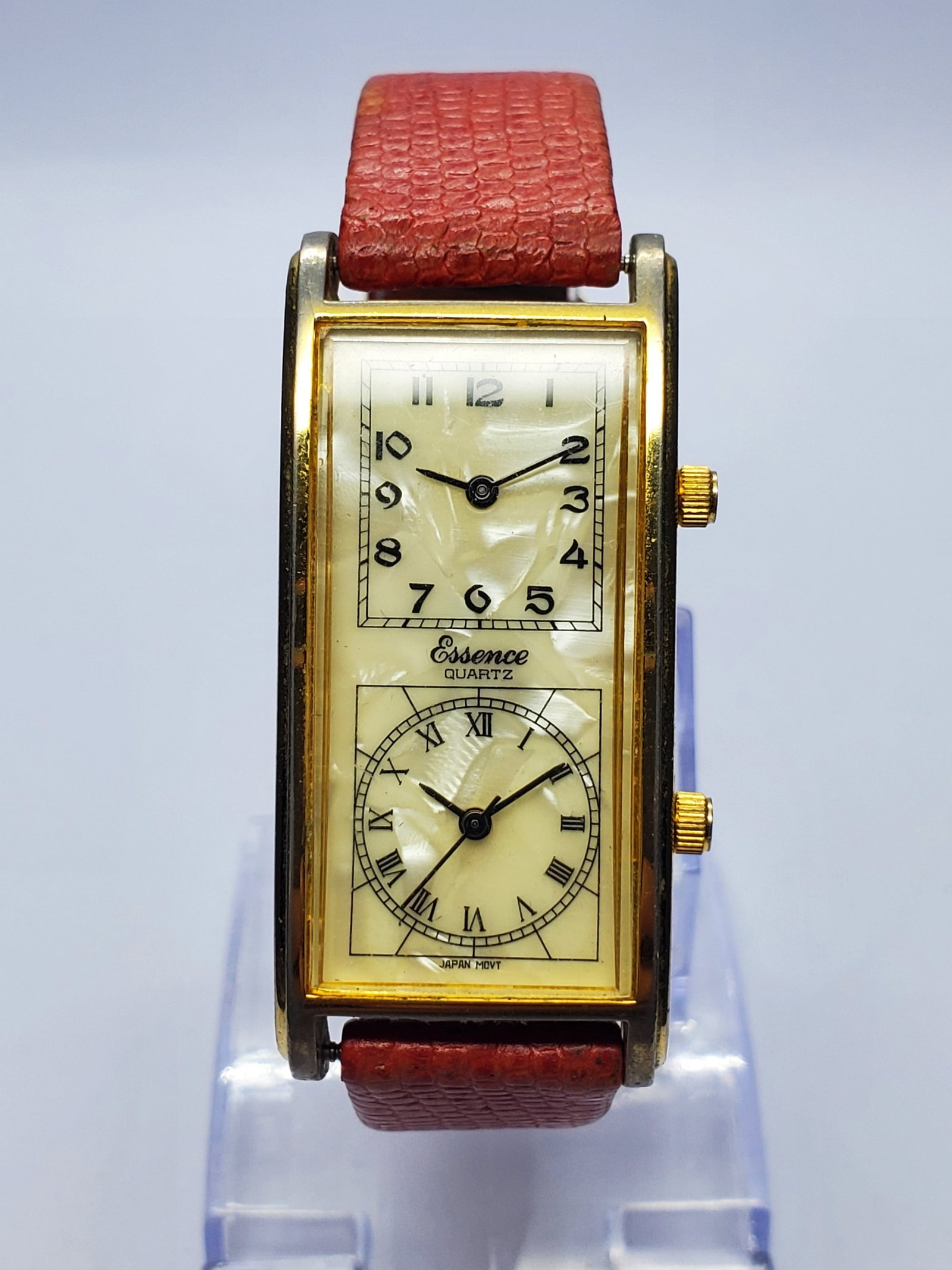 Essence Dual Time Tank MOP Art Deco Watch, 22x40mm, 1990s, Running (1 of 12)