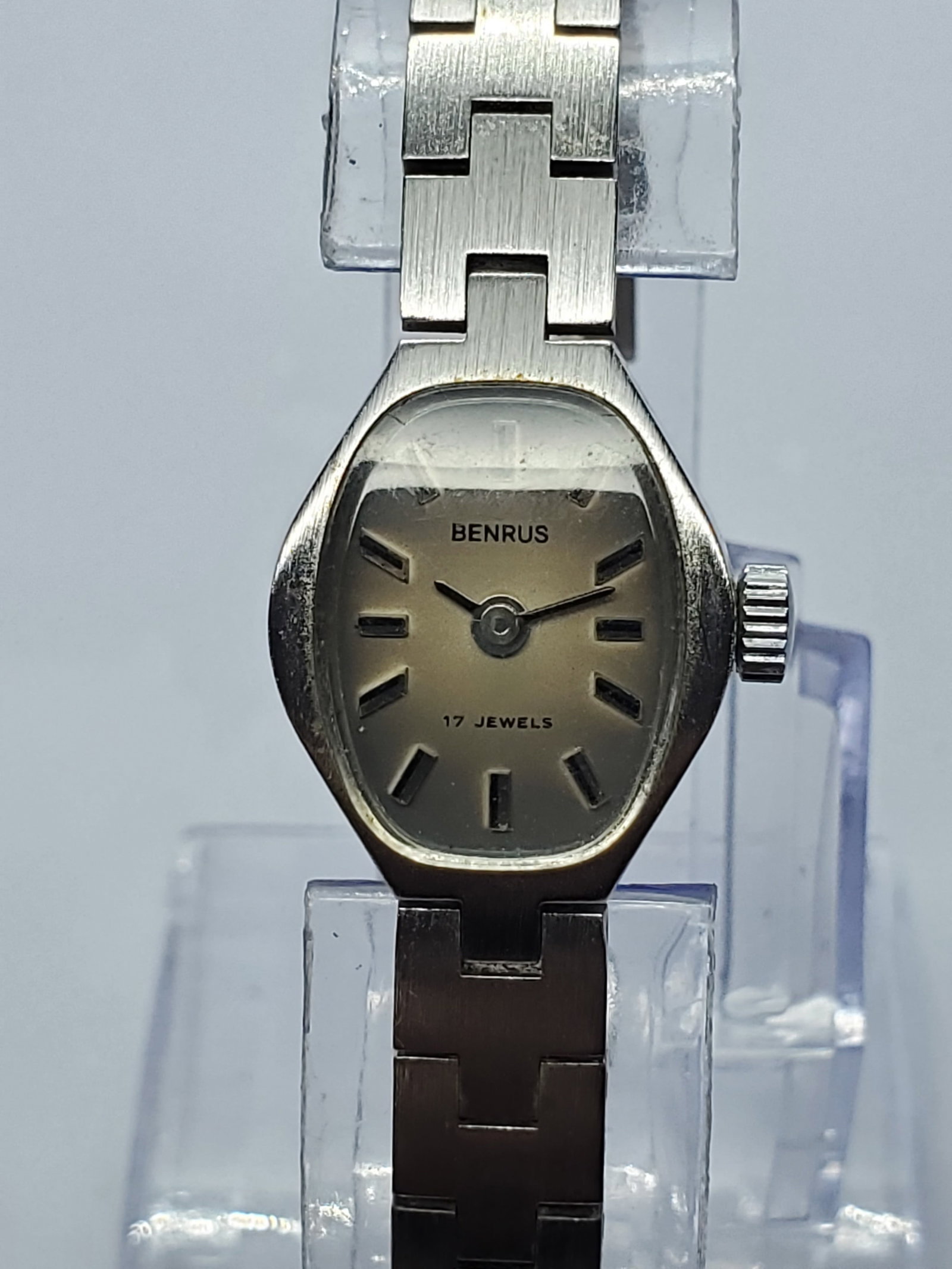 Vintage Benrus 17 Jewels Manual Dress Watch Smoked Dial, 17x2mm, 1970s, Running