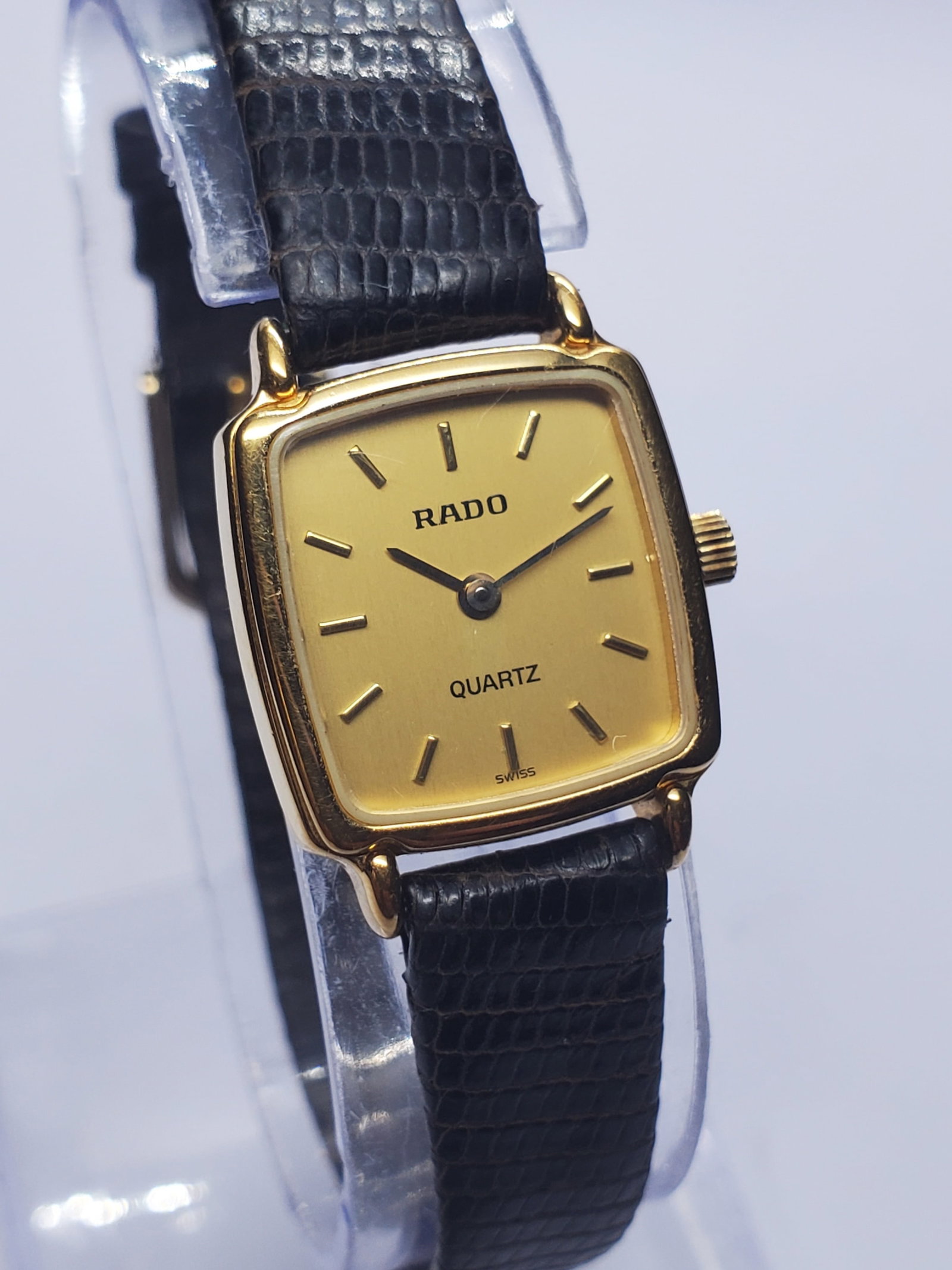 Vintage Rado Gold Plated Swiss Ladies Dress Watch, 18x18mm, 1980s, Running (1 of 14)