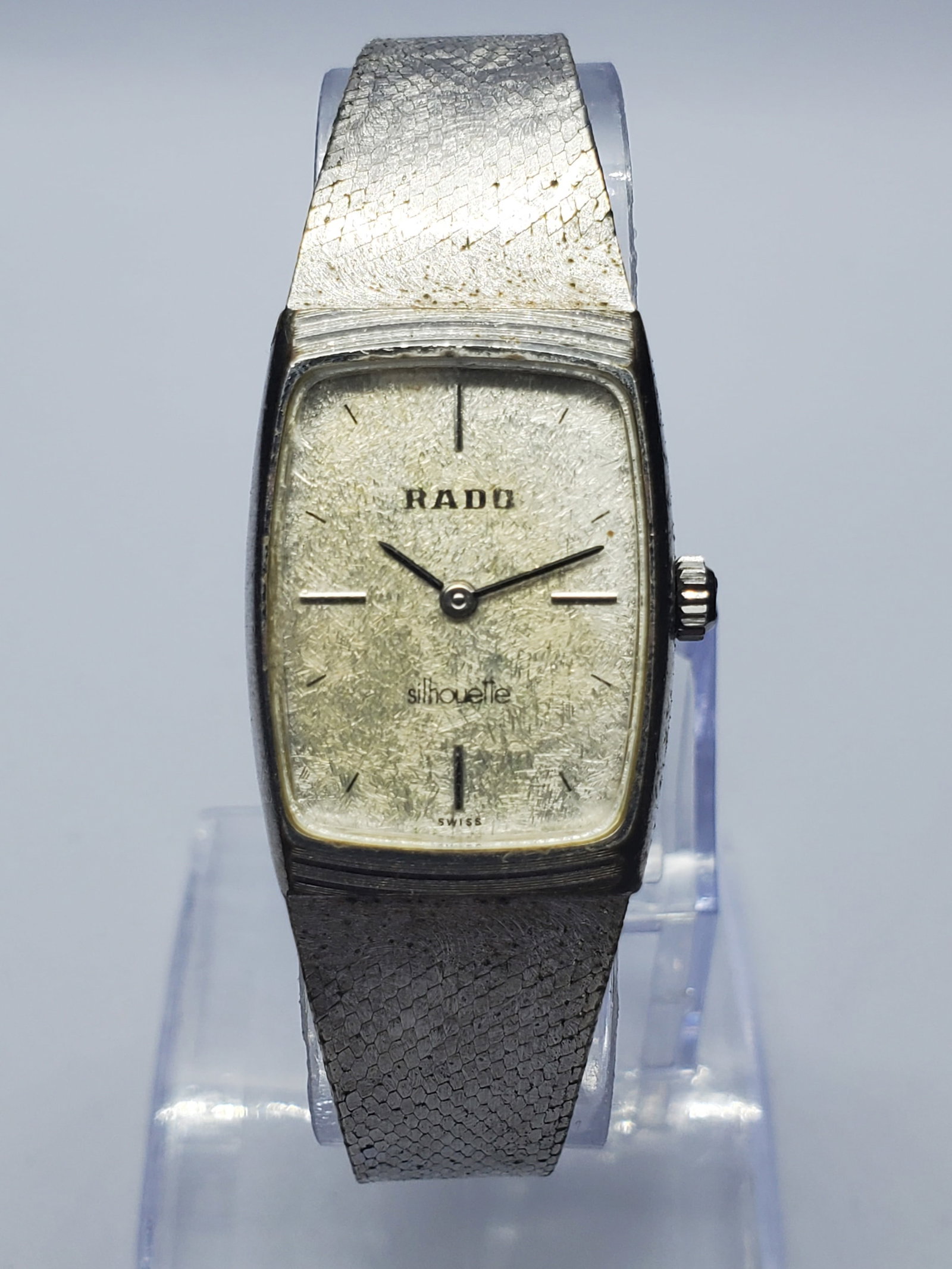 Vintage Rado Silhouette Manual Fosed Silver Dial Watch, 20x24mm, 1970s, Running