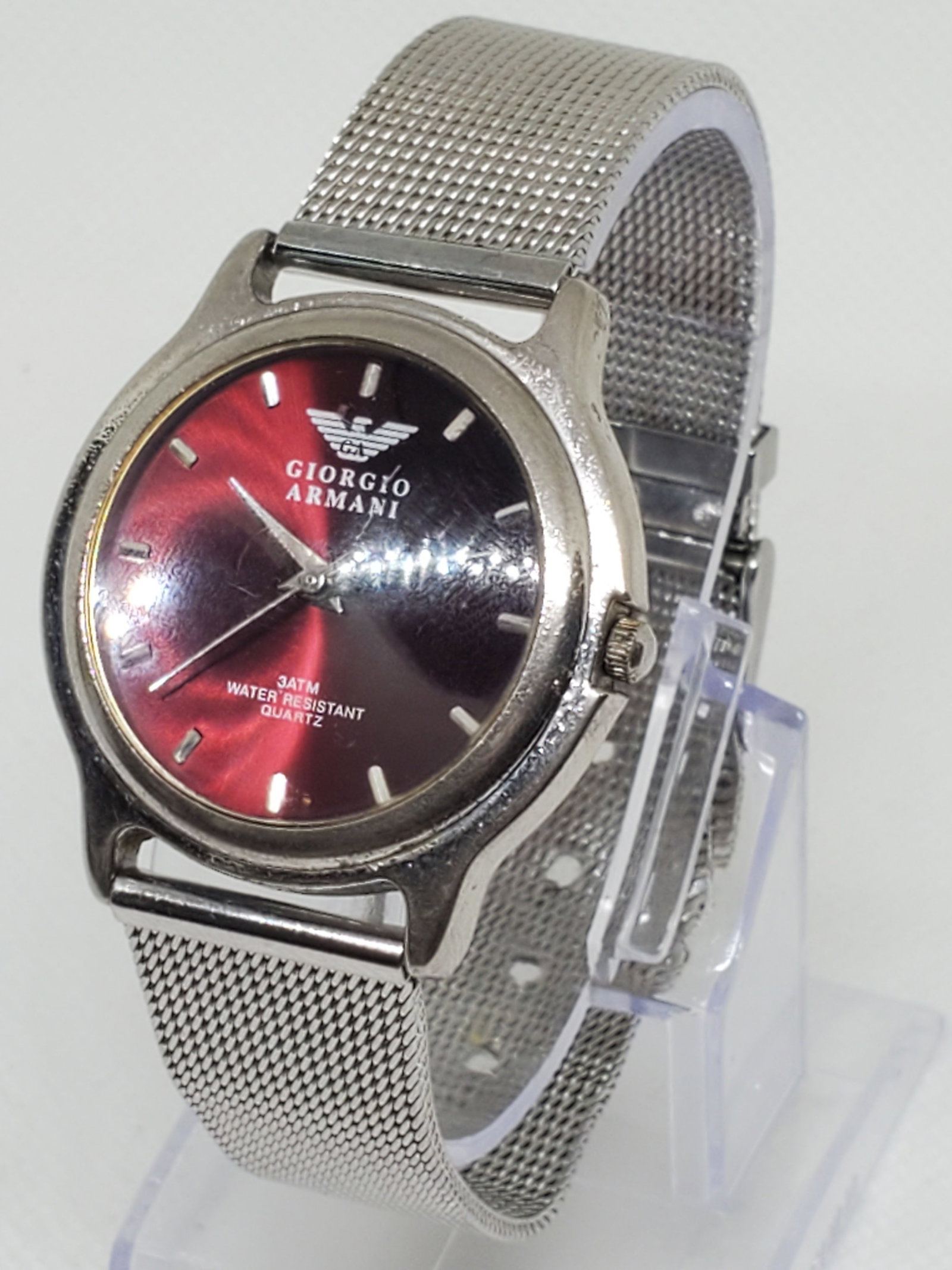 Vintage Giorgio Armani 36688 Watch Purple Dial 34mm, 1990s, Running (1 of 10)