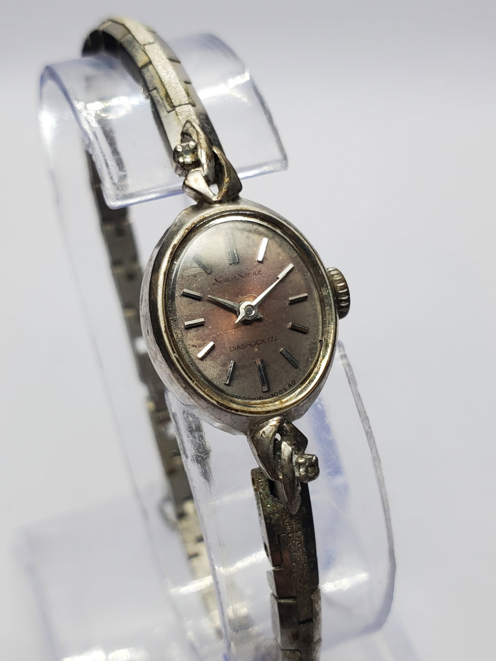 Vintage Seiko Solar 17 Jewels WGP Diamond MOP Manual Dress Watch, 15x19mm, 1963, Running (1 of 13)