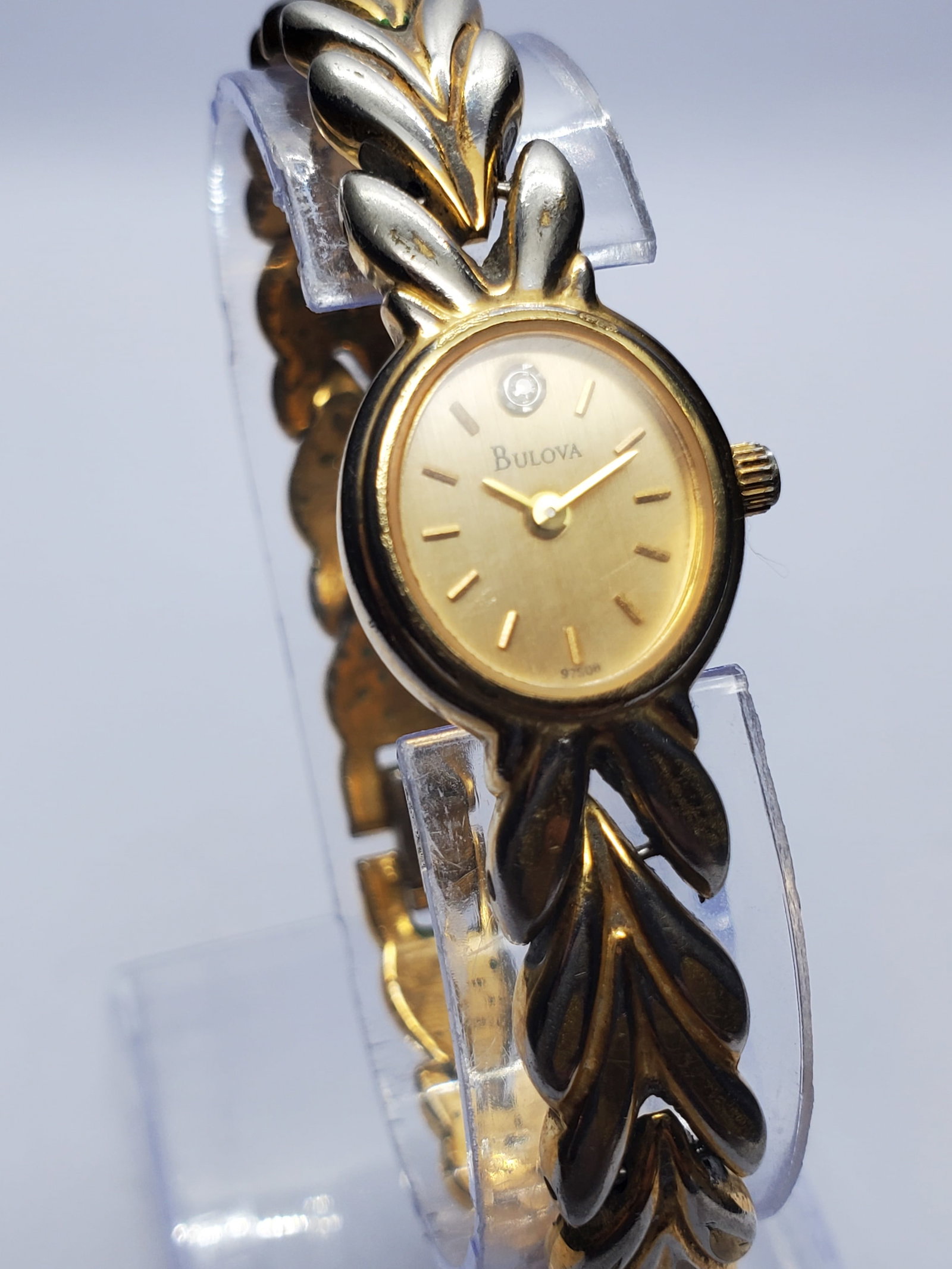 Vintage Bulova T6 Diamond Gold Tone Dress Watch, 17x19mm, 1990s, Working (1 of 14)