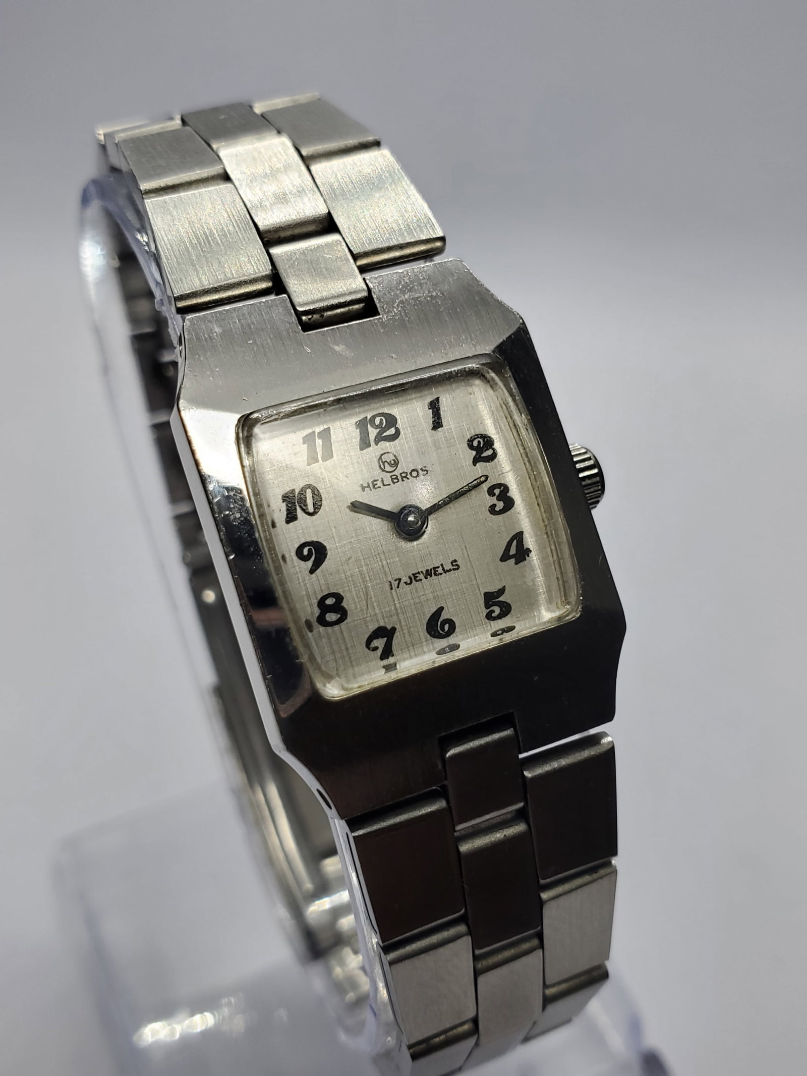 Vintage Helbros Art Deco Tank Manual 17 Jewels Vintage Dress Watch, 1960s, Running (1 of 12)