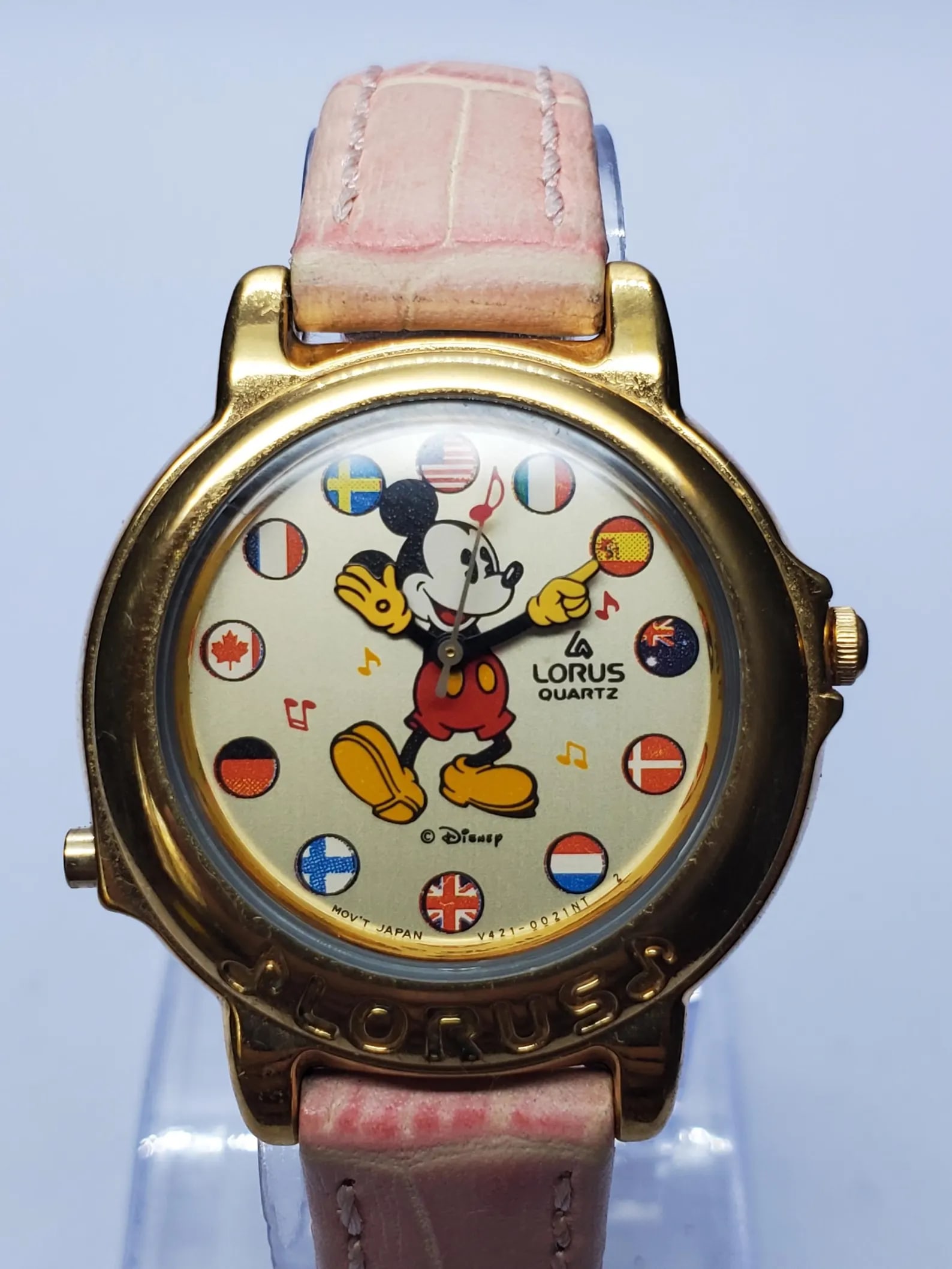 Vintage Seiko Lorus Disney Mickey Musical Dancing V421 Watch, 33mm, 1990s, Running: Celebrate Disney magic with this charming vintage Seiko Lorus V421-0020 quartz dress watch featuring an officially licensed Disney Mickey Mouse dial. Founded by Kintaro Hattori in 1881 in Tokyo, Japan
