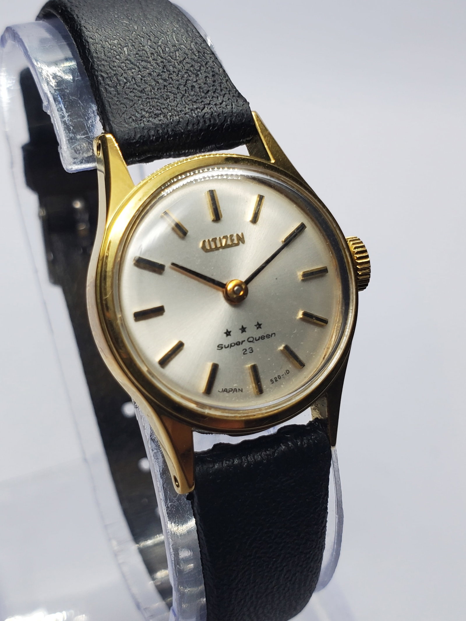 Vintage Citizen Super Queen 23 Jewels Manual Gold Plated Dress Watch, 22mm, circa 1969, Running: Graceful and elegant, this vintage Citizen Super Queen manual wind ladies dress watch is a fine example of Japanese watchmaking from one of the world?s most respected manufacturers. Founded in 1918 in