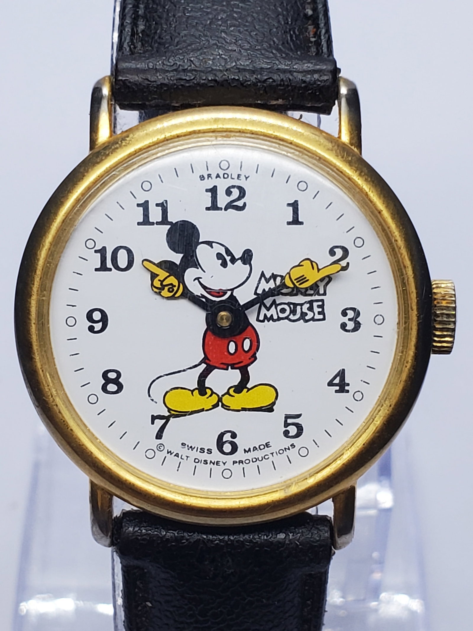 Vintage Bradley Disney Mickey Mouse Manual Swiss Watch, 30mm, 1970s, Running (1 of 13)