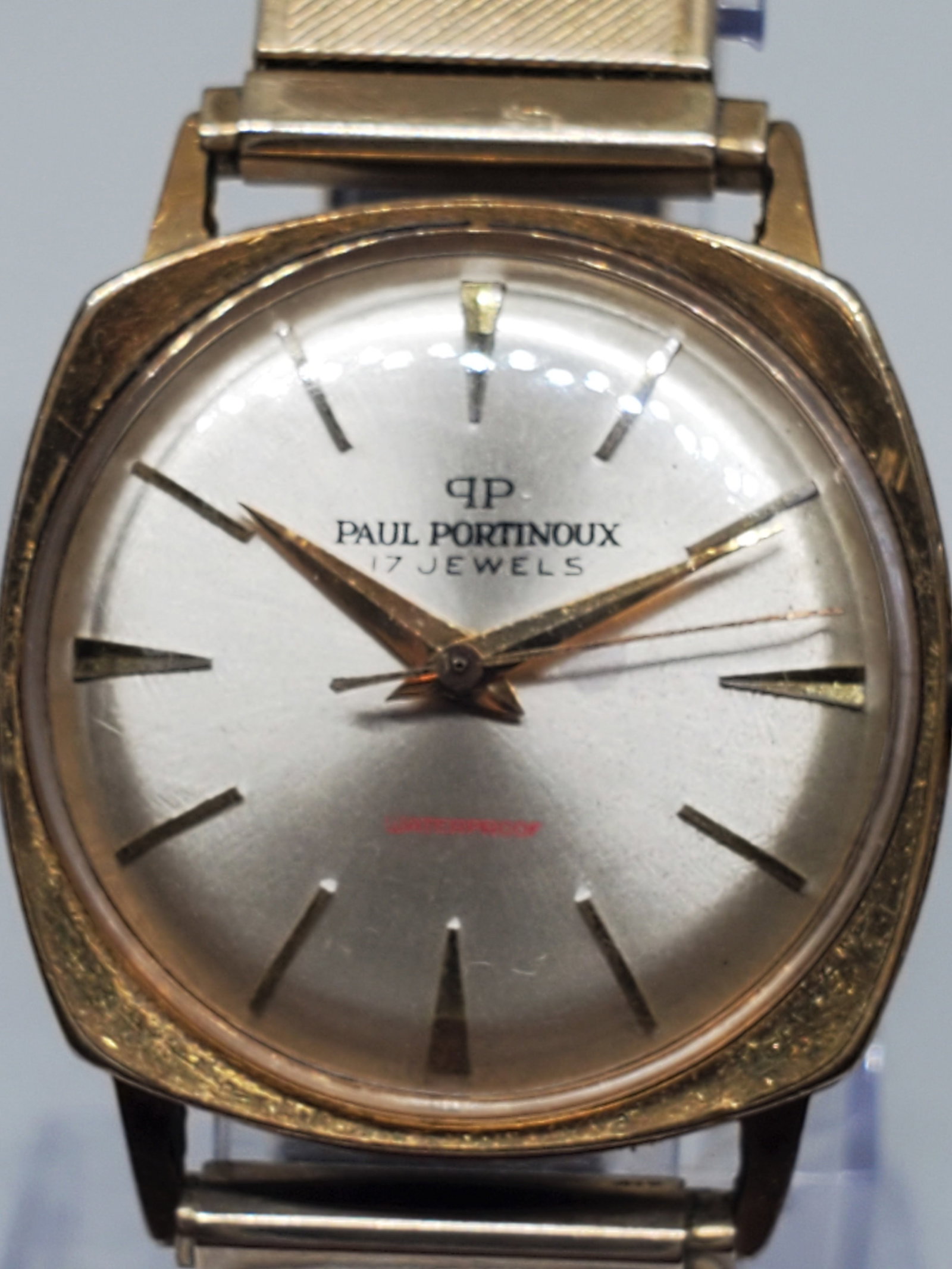 Vintage Paul Portinoux Gold Plated Manual Watch, 1960s, Running: Indulge in the timeless sophistication of this Paul Portinoux luxury watch (running), a true vintage treasure for collectors and enthusiasts alike. With its elegant gold plated case and refined silver