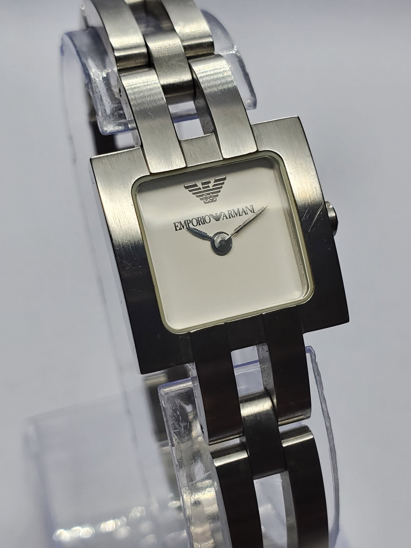 Emporio Armani White Dial Tank Watch, 20x20mm, 2010s, Running (1 of 13)
