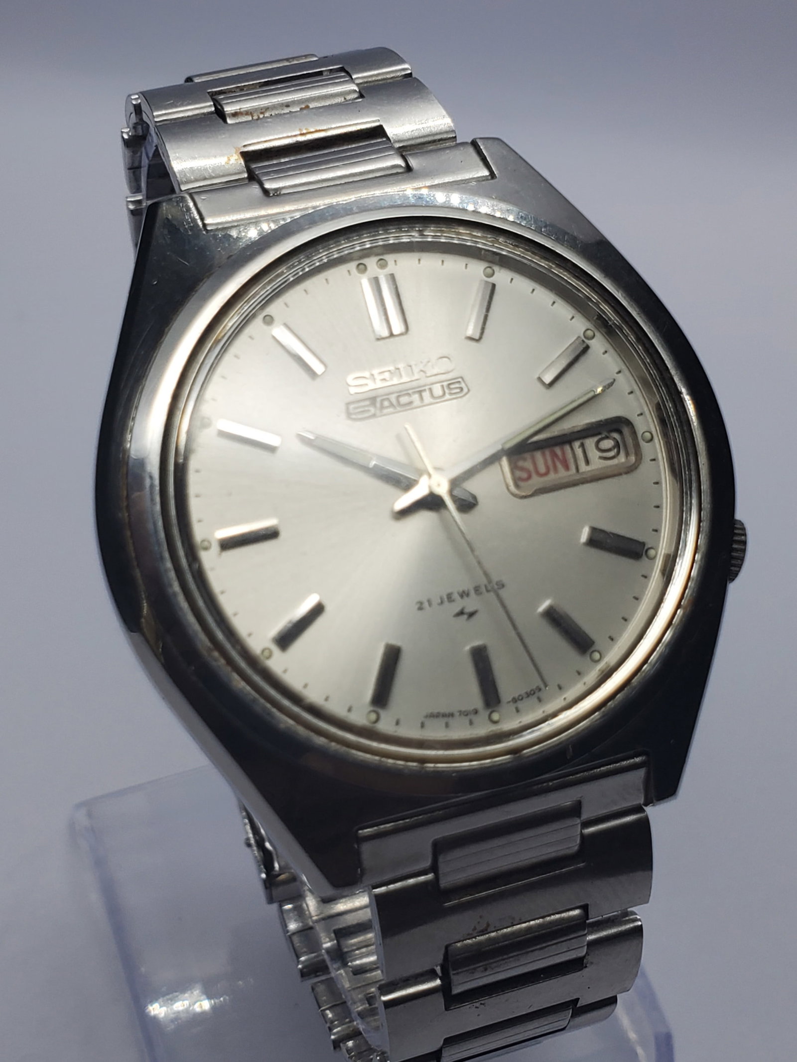 Vintage Seiko 5 Actus 7019-8010 Automatic 21J Silver Dial Watch, 38mm, 1974, Running (1 of 13)