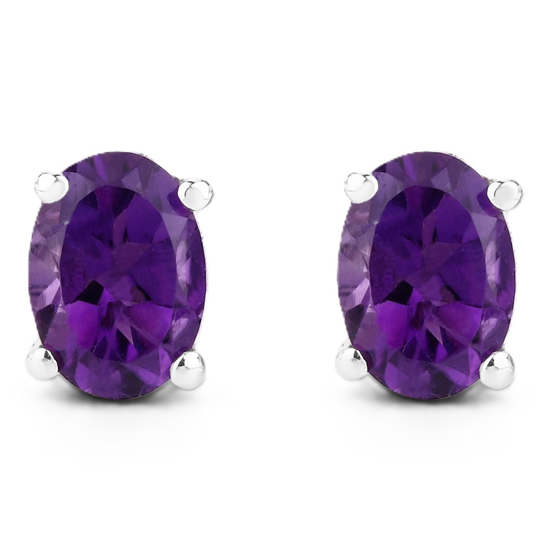 Oval-Cut Amethyst Solitaire Earrings .925 (1 of 6)