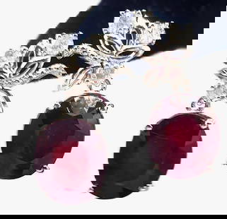 "2Die4" Ruby Corundum & Diamond Certified Earrings: Certificate of Appraisal: Prepared by GGA (GemAssure Gemological Appraisals) and provided by the consignor. Settings: Sterling Silver .925 Main Gemstone: Ruby Corundum (Treated)*