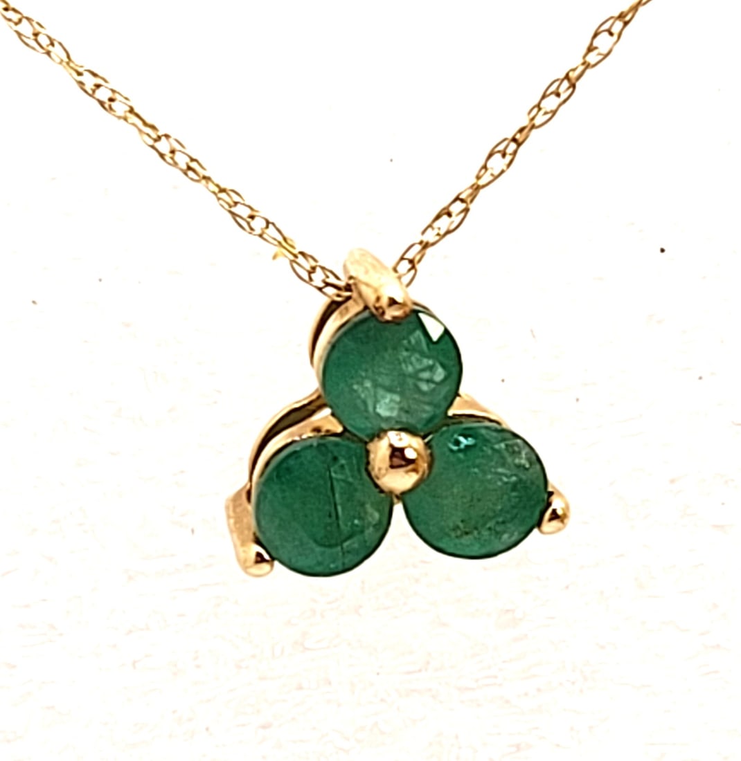 Genuine Emerald Clover Necklace Signed CID, Clyde Duneier Inc (1 of 4)