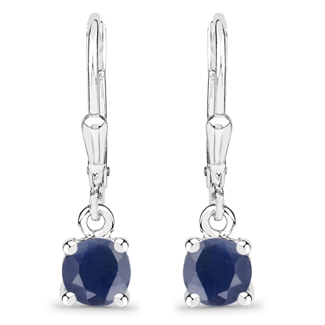 Genuine Blue Sapphire Dangling Earrings .925: Setting: Sterling Silver Main Gemstone: Genuine Blue Sapphire Closure: Wire hook and Lever Backs Length: 7/8" Each blue sapphire is over a half of a