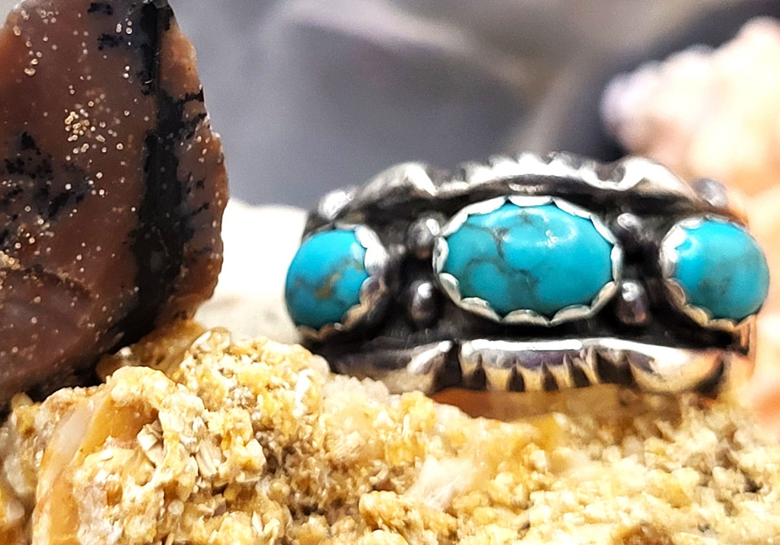 Vintage Turquoise Ring Zin Sun Stamp May Be Pueblo (1 of 8)