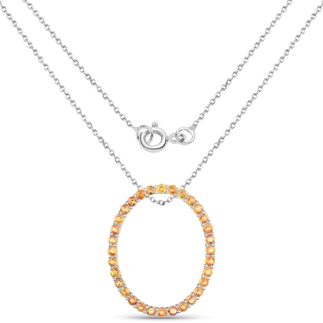 2.88 Carat Genuine Orange Sapphire .925 Sterling Silver Pendant (1 of 2)