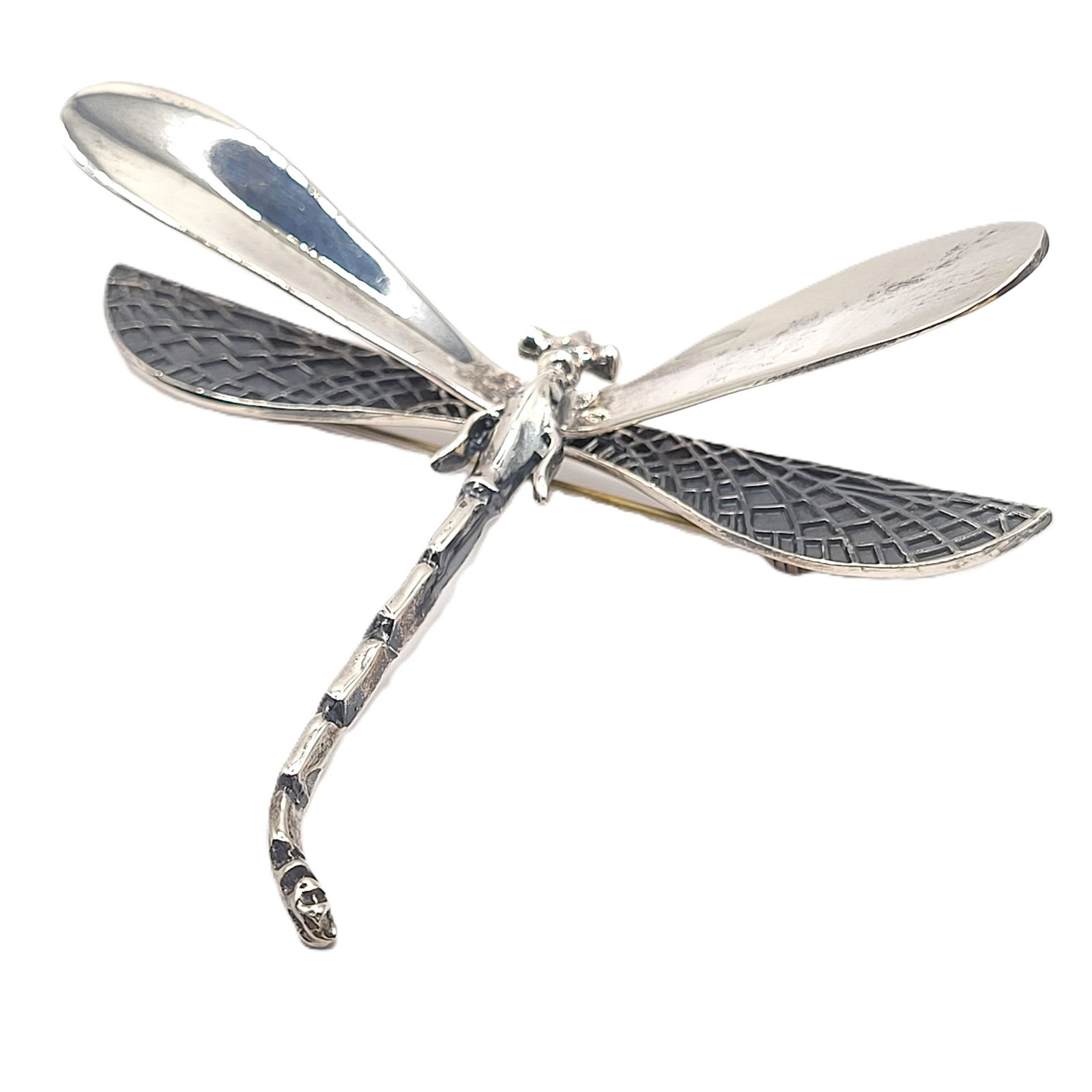 Hand-Wrought Sterling Silver Dragonfly Brooch (1 of 12)