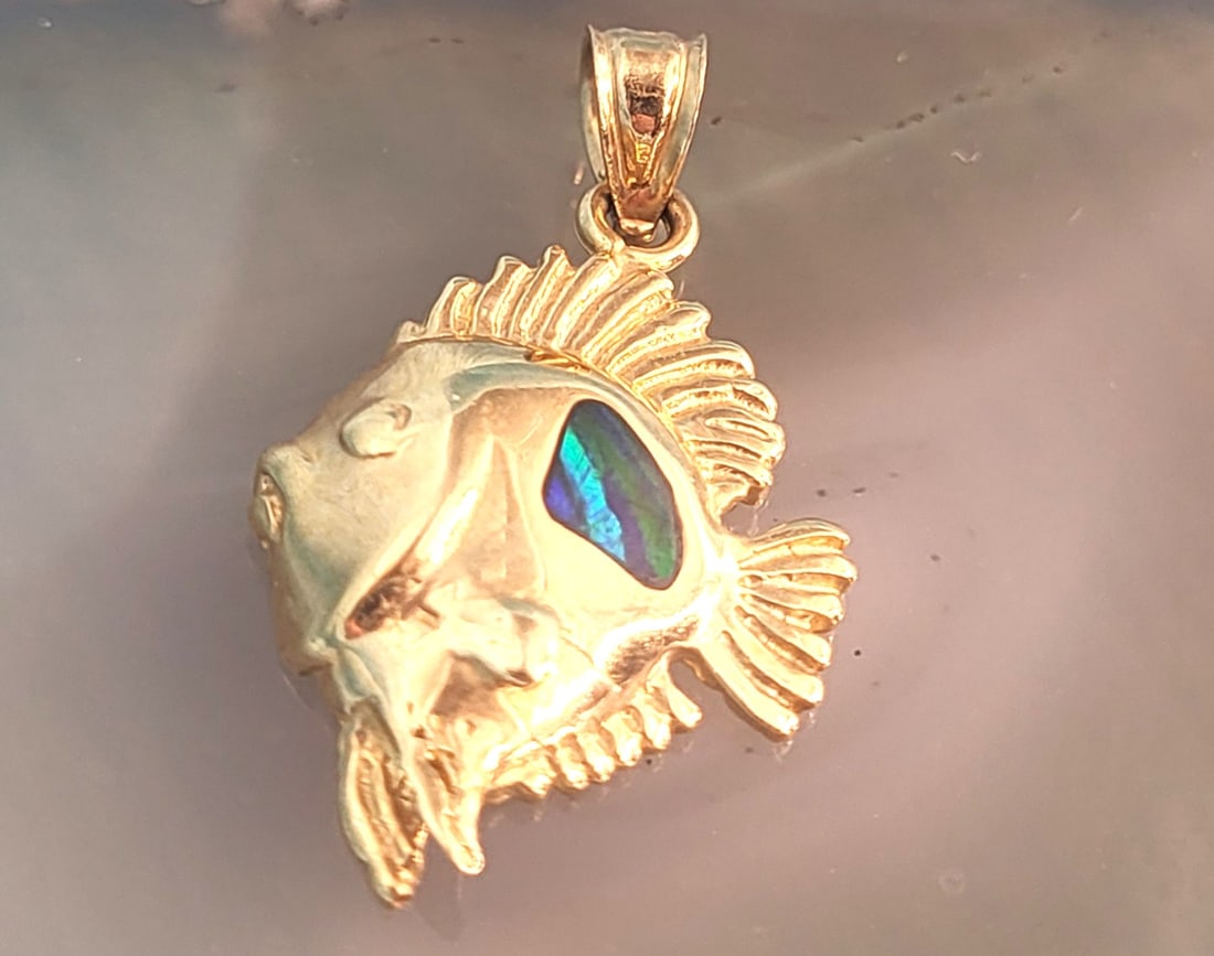 Sleepytime Baby Sunfish -LC Black Opal Pendant 14K (1 of 3)