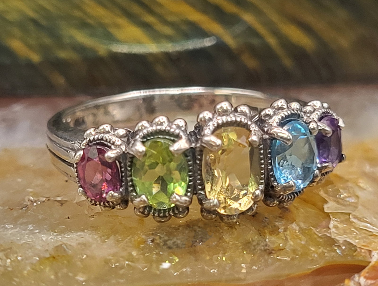 Graduating Colorful Oval Gemstone Ring - Stackable (1 of 4)