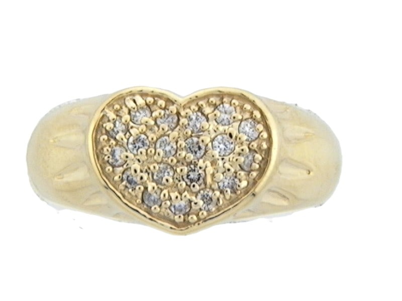 Classic Pave' Diamond Heart Ring: Setting: 14K Yellow Main Gemstone: Natural Diamonds Size: 6.75 Weight: 5.27 grams This pave’ diamond heart ring is a sweetheart's favorite, super trendy and "chunky", especially when