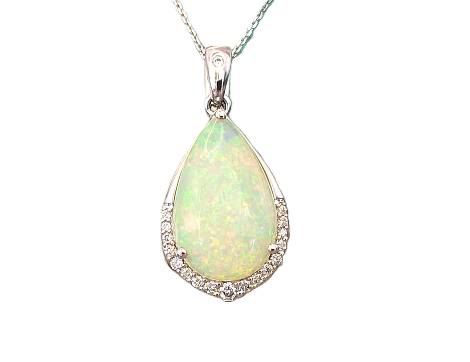 Pear-Shaped Opal and Diamond Necklace (1 of 9)