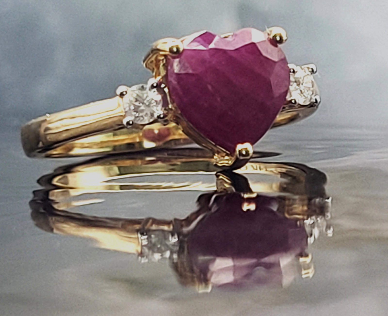 Heart-Shape Genuine Ruby & Diamond Sweetheart Ring (1 of 7)