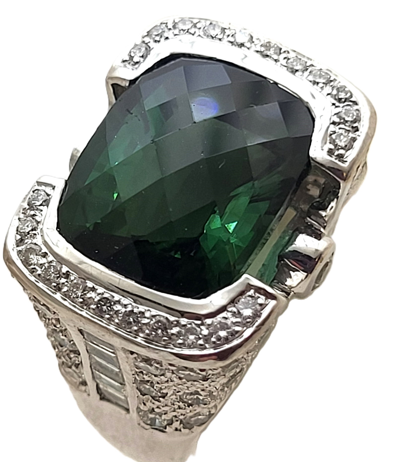 Glamorous Green Tourmaline and Pave Diamond Ring (1 of 12)