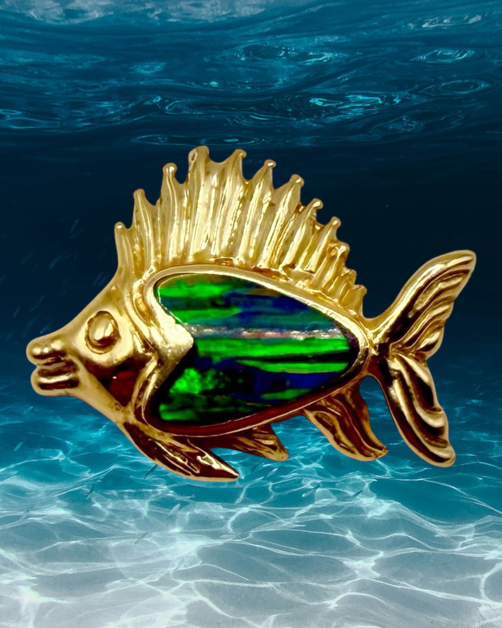 Smiling Sailfish Slide Pendant w/ Black Opal Inlay (1 of 6)