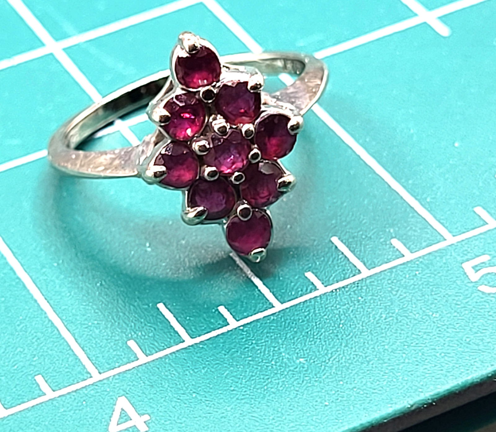 Nostalgic Navette Ruby Cluster Ring - 8