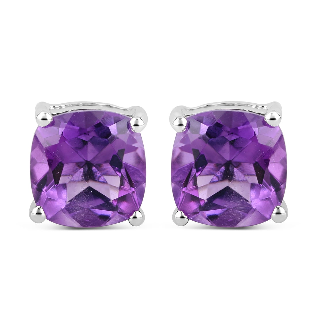 Chunky Cushion-Cut Amethyst Solitaire Earrings (1 of 3)