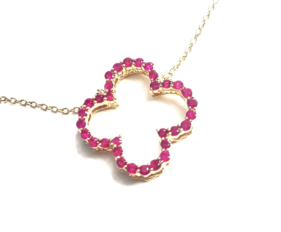 Open Design Ruby Quatrefoil Necklace - 2