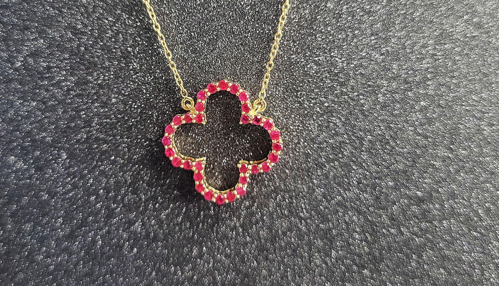 Open Design Ruby Quatrefoil Necklace - 3