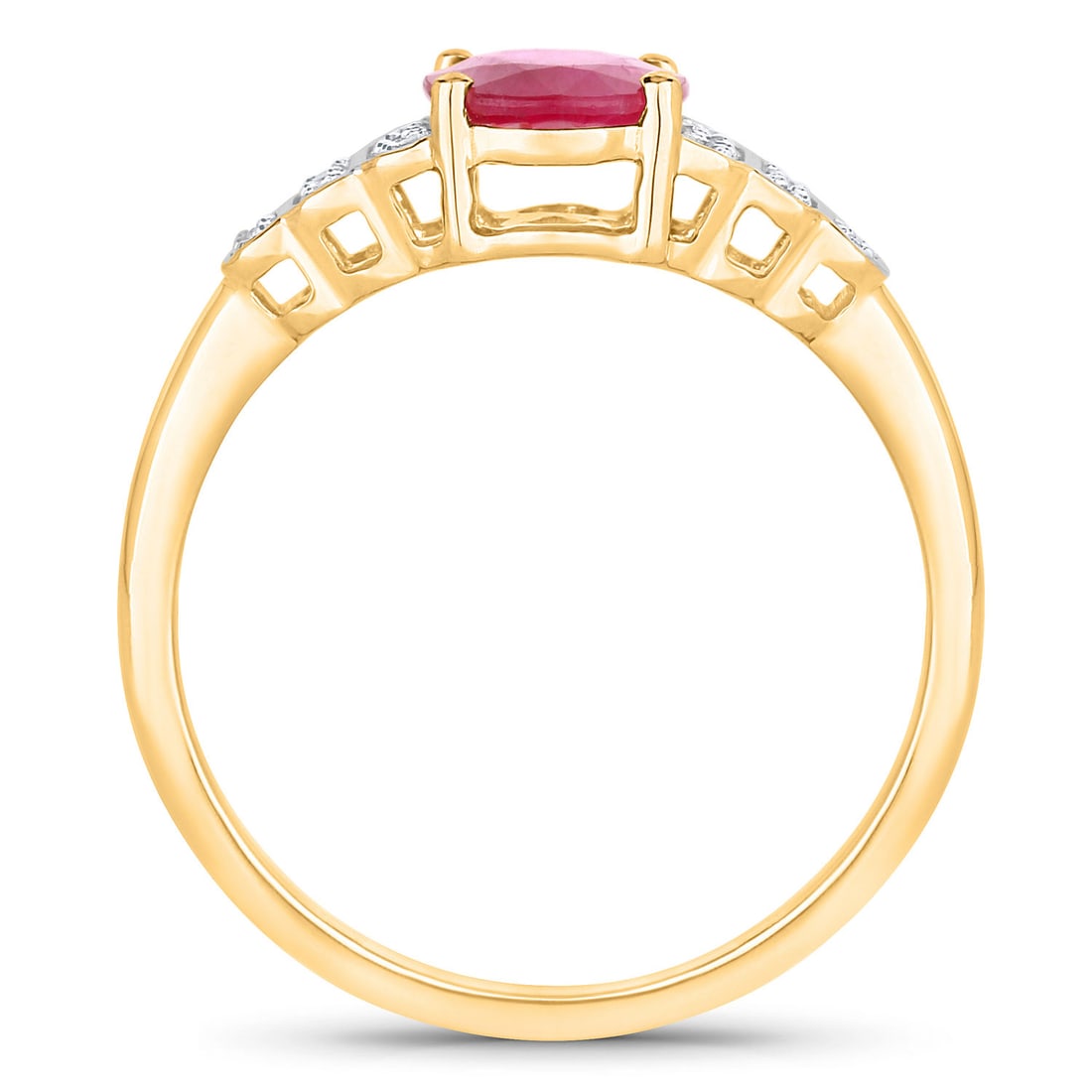 Oval-Cut Ruby Ring with Diamond Tapering Shoulders - 2