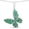 Emerald and Sterling Silver Butterfly Necklace 18": 27100164 Setting: Sterling Silver .925 Primary Gemstone: Genuine Emerald Length: 18" Closure: Spring Ring Dimensions: 1.5" diameter Weight: 6.48g This sterling silver necklace is a figural favorite, f