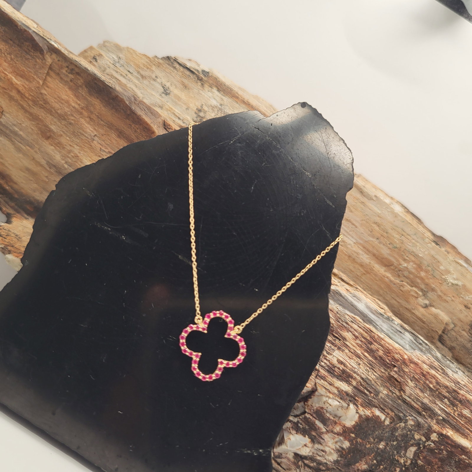 Open Design Ruby Quatrefoil Necklace - 2