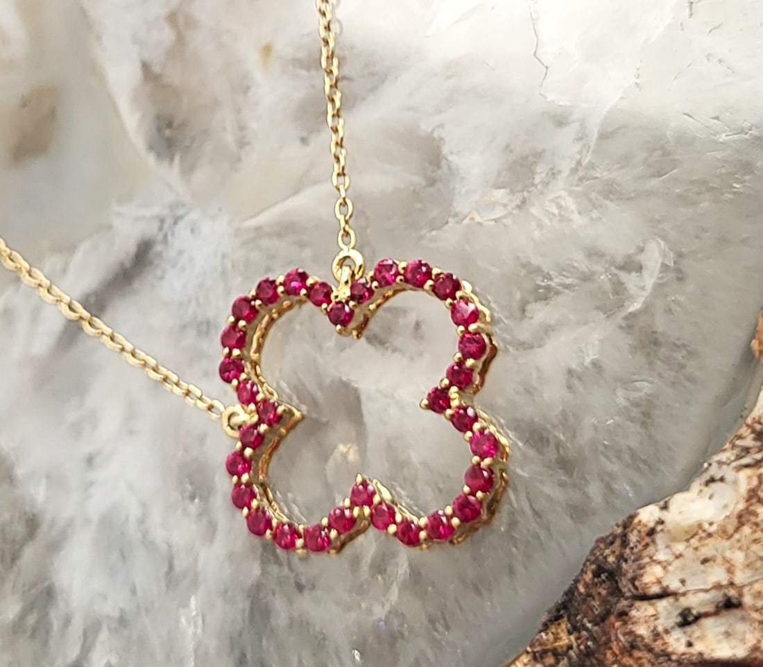 Open Design Ruby Quatrefoil Necklace - 7