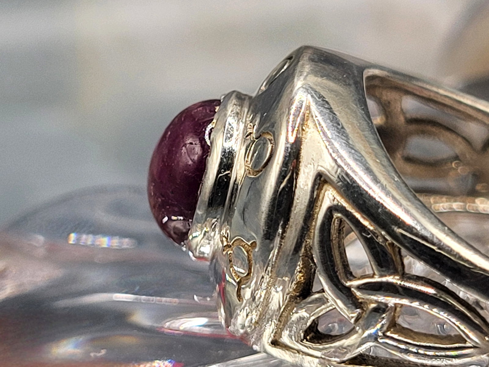 Celtic-Style Ruby Cabochon Sterling Silver Ring - 2