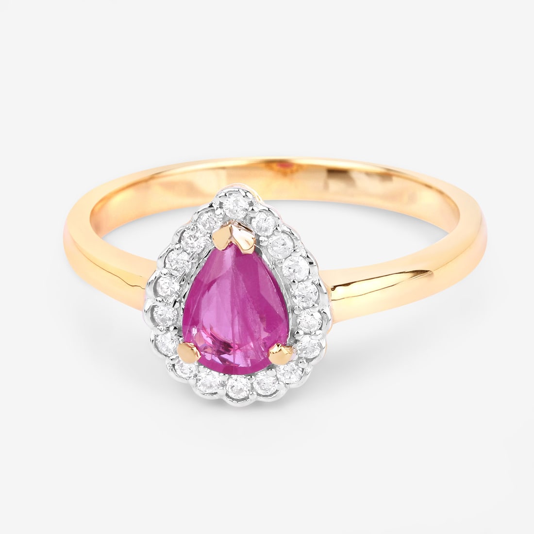 Pear-Cut Ruby and Diamond Halo Ring - 2