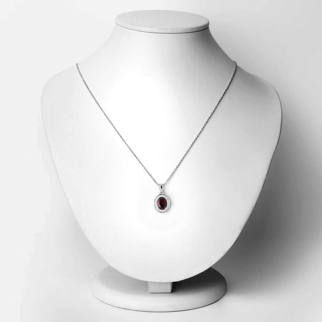 Mozambique Garnet and Lab-Grown Diamond Pendant - 2